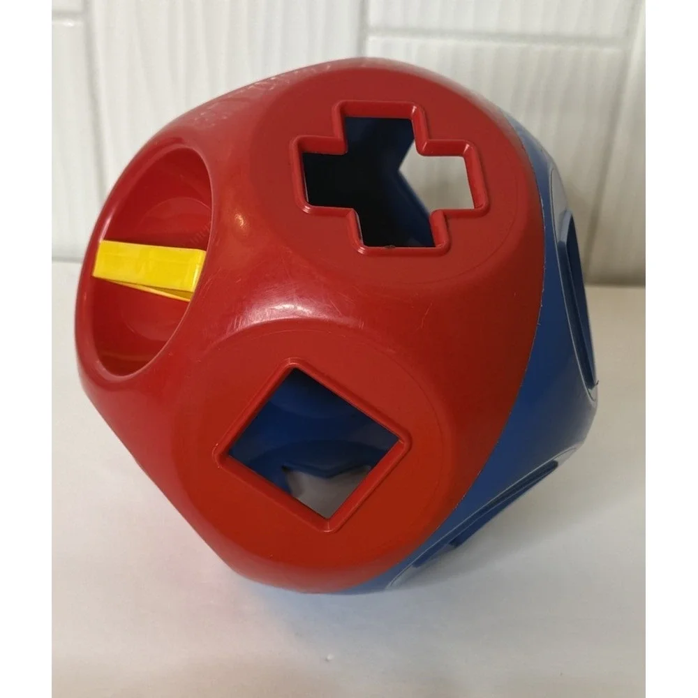 1968 Vintage Tupperware Red Blue Yellow Toy Shape O Ball COMPLETE Ball/10 shapes